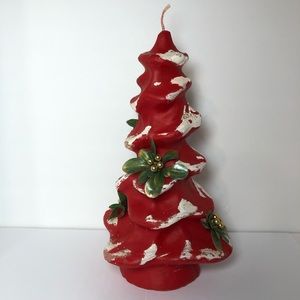 Vintage 1960’s Emkay “Swirling Pine Tree Candle” Large Red Christmas No Box